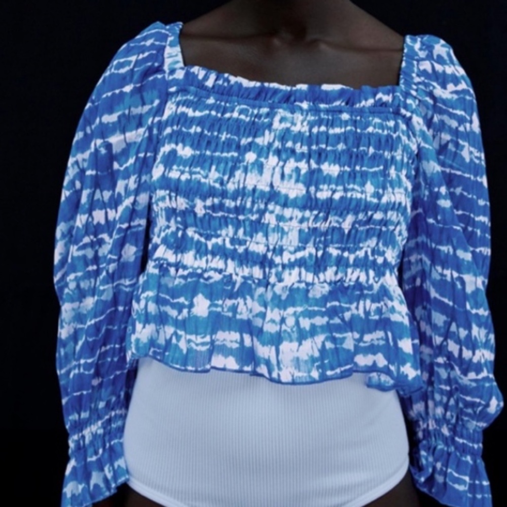 TIE-DYE CROPPED BLOUSE MULTICOLORED